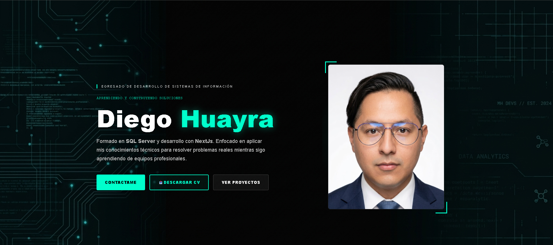 Proyecto CV Profesional Online - Portafolio Web Responsive desarrollado por MHDevsPeru